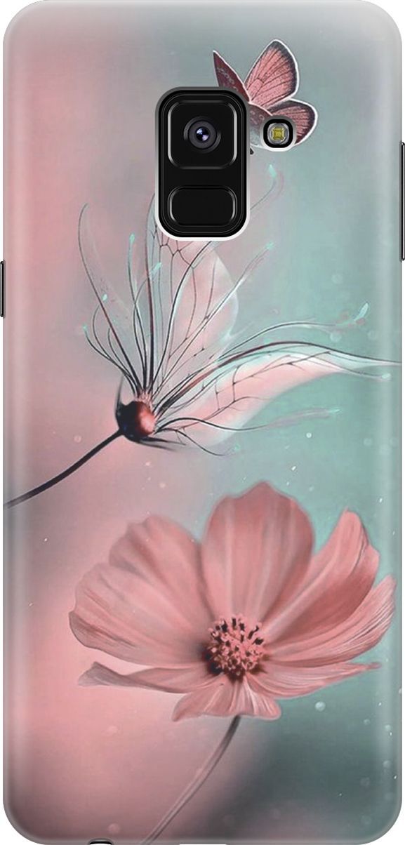 

Чехол на Samsung Galaxy A8+ (2018) с принтом "Бабочка и цветы", Голубой;розовый, 4649