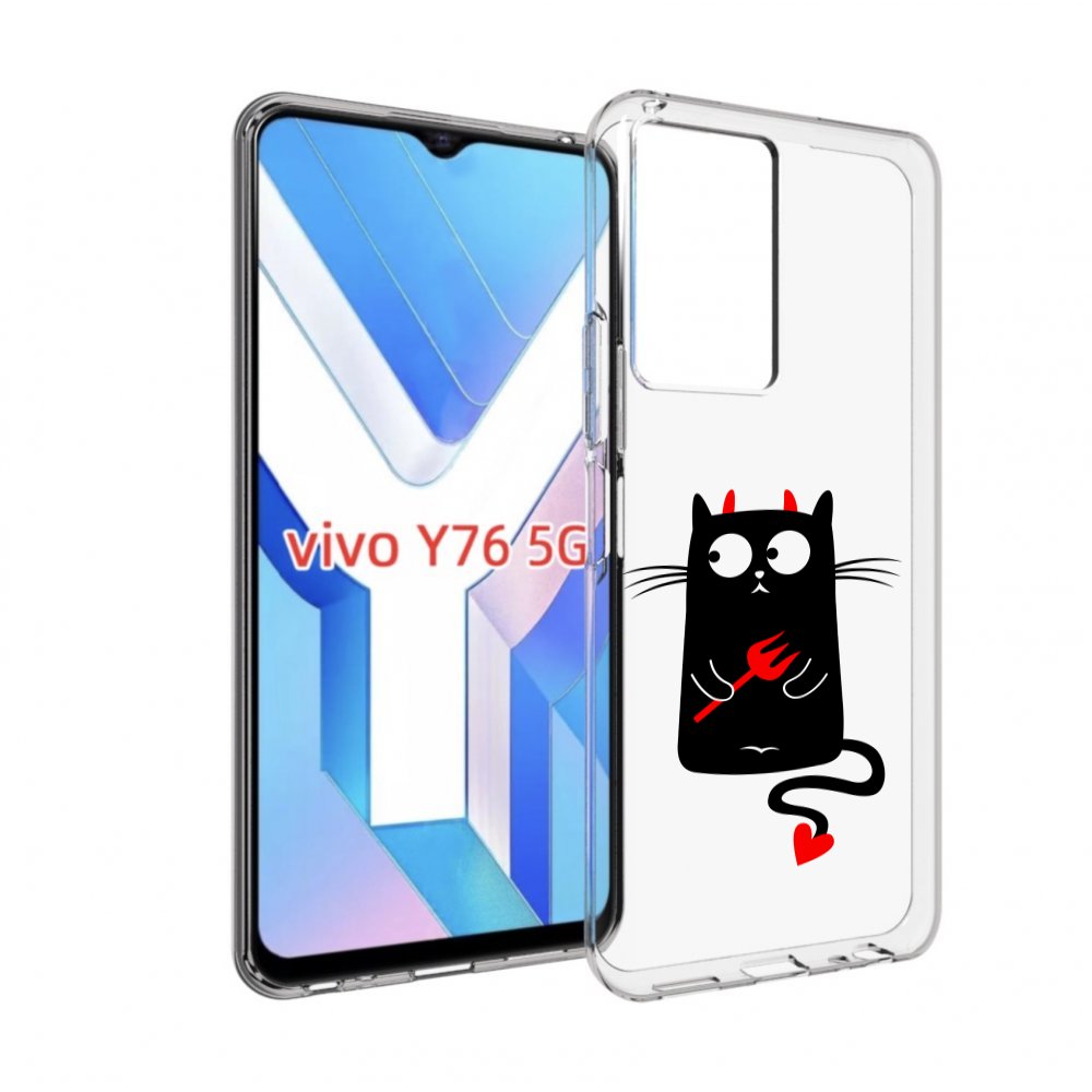 

Чехол MyPads Кот демон для Vivo Y76 5G, Прозрачный, Tocco