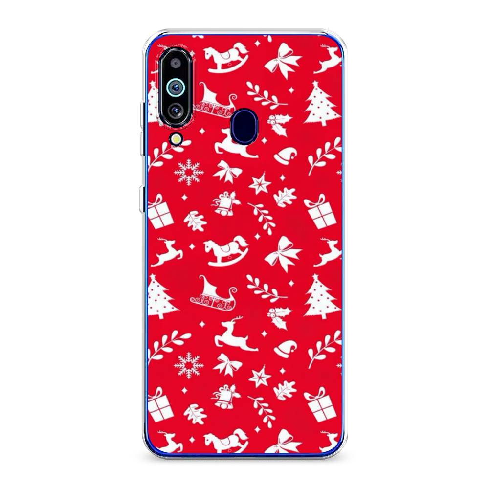 

Чехол на Samsung Galaxy M40 "Красный новогодний фон", Красный;белый, 28750-5