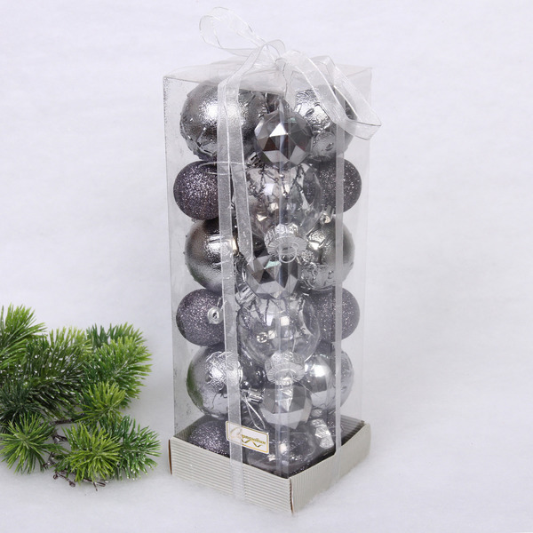 Набор шаров на ель Серпантин Winter magic 201-3122 24 шт 6, 4 см 6 см графит