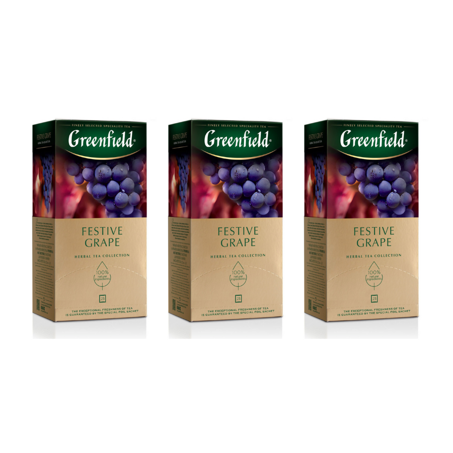 Чай травяной Greenfield Festive Grape, 3 упаковки по 25 пакетиков