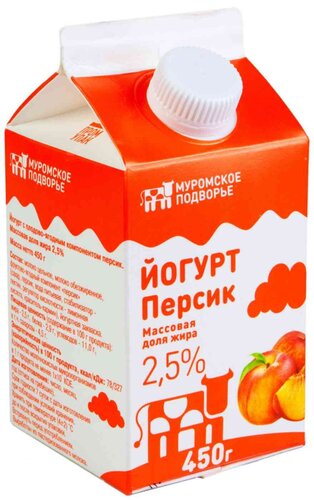 

Питьевой йогурт Муромское подворье персик 2,5% БЗМЖ 450 г