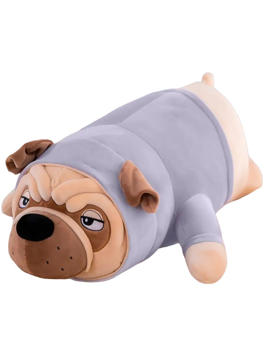 

Мягкая игрушка ArtemToys мопс-подушка в голубой одежде, 95 см, Мопс95г, Мопс