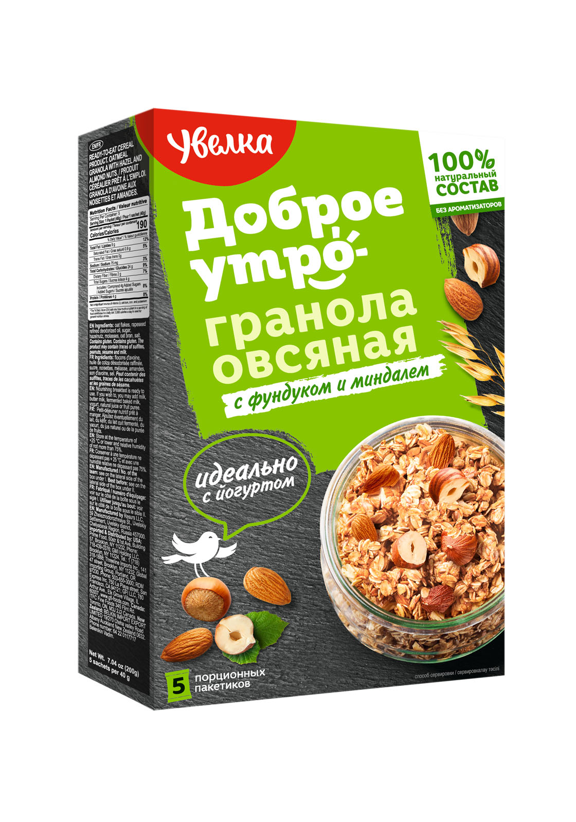 

Гранола Увелка овсяная с фундуком и миндалем 200 г
