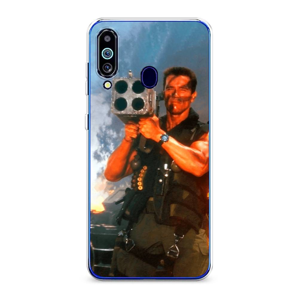 

Чехол для Samsung Galaxy M40/A60 "Арнольд Шварцнеггер с базукой", Голубой;коричневый, 28750-6