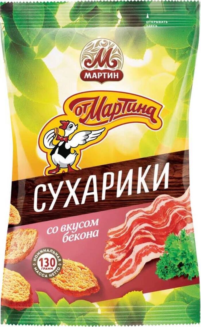 

Сухарики От Мартина со вкусом бекона, 130 г