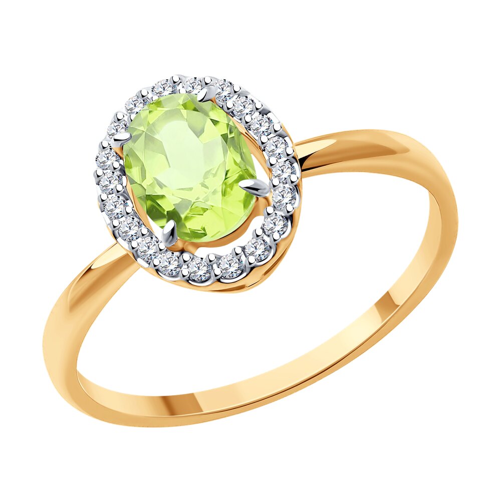 

Кольцо из золота р. 17,5 Diamant 51-310-02049-5, фианит\хризолит, 51-310-02049-5