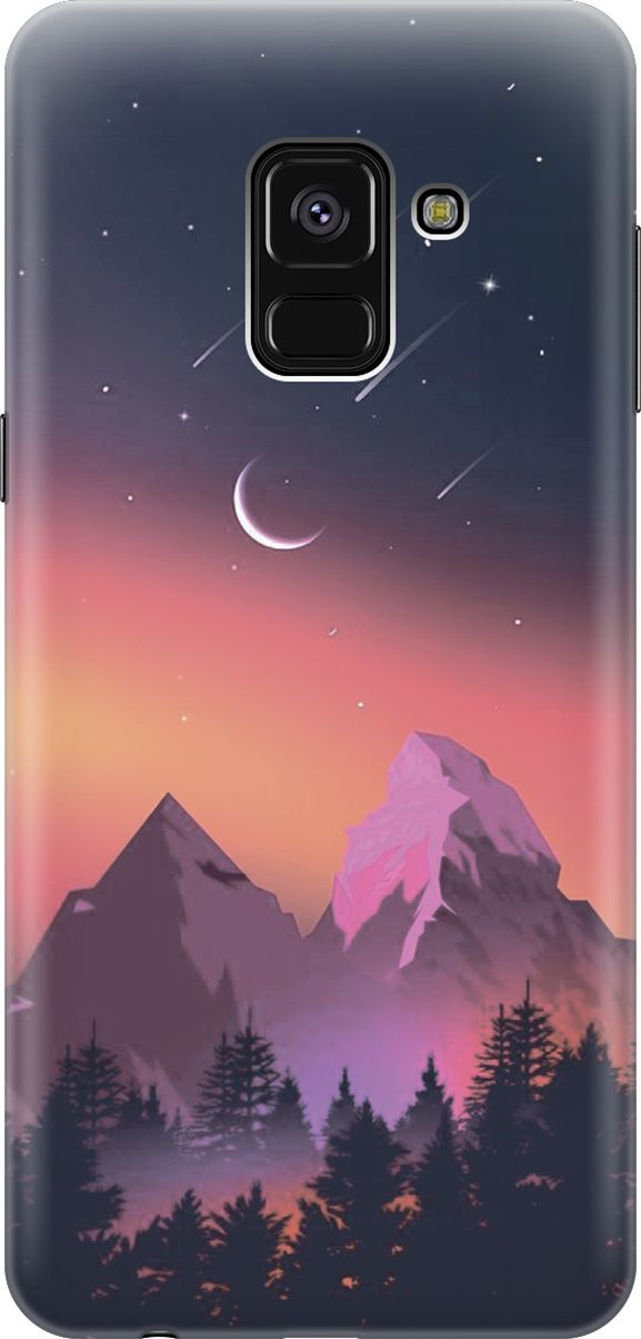 

Чехол на Samsung Galaxy A8+ (2018) с принтом "Горы и звездопад", 7222