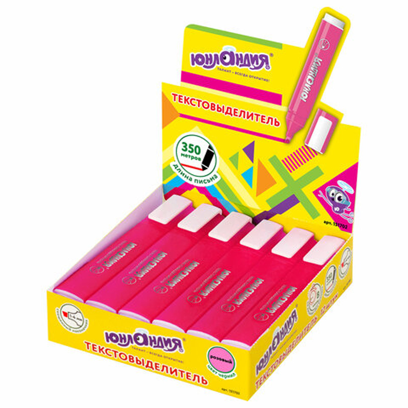 

Текстовыделитель ЮНЛАНДИЯ COLORSTAR, РОЗОВЫЙ, линия 1-4 мм, 12 шт