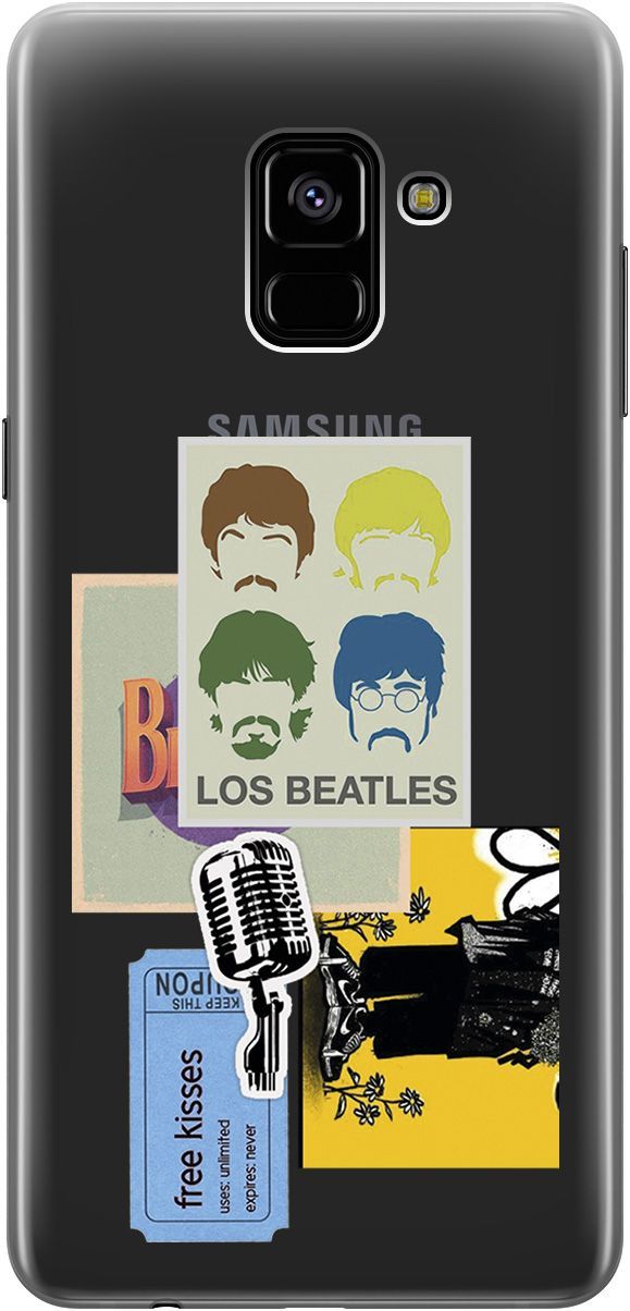 

Чехол на Samsung Galaxy A8+ (2018) "Beatles Stickers" прозрачный, Прозрачный;бежевый, 5407