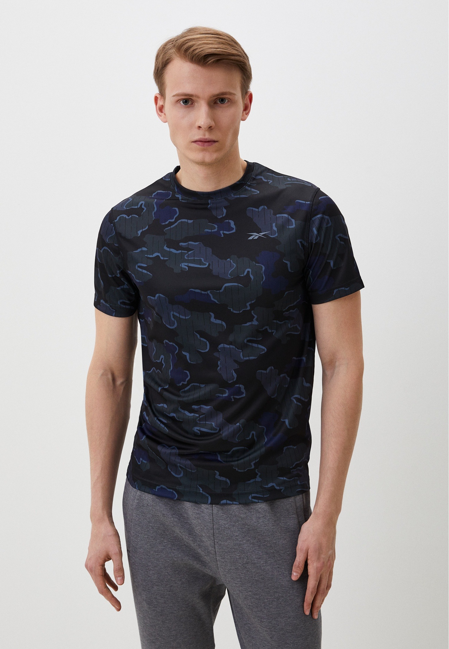 

Футболка мужская Reebok Train Motion Camo Techtee черная L, Черный, Train Motion Camo Techtee