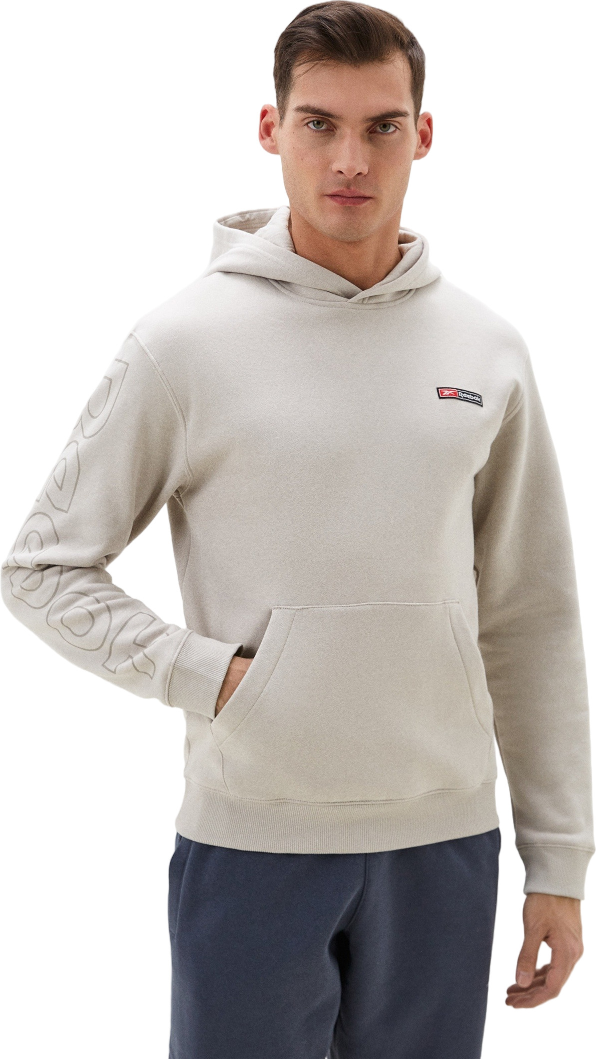 Худи мужское Reebok Identity Logo Mash-Up Hoodie бежевое S бежевый