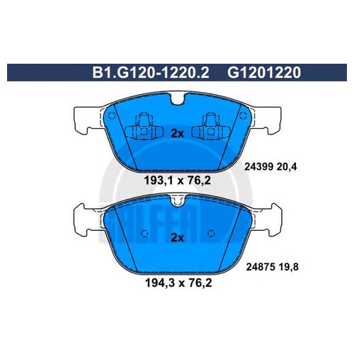 

Комплект передних тормозных колодок Galfer B1G12012202 для Volvo XC60, XC90 I