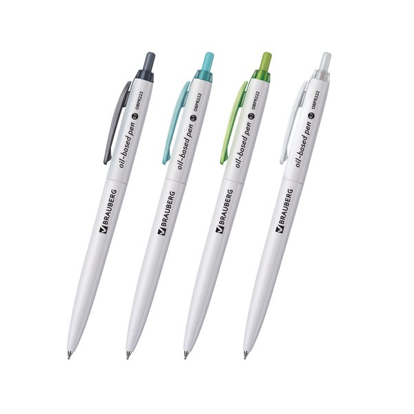

Ручка шариковая масляная автоматическая BRAUBERG Sky White 12 шт