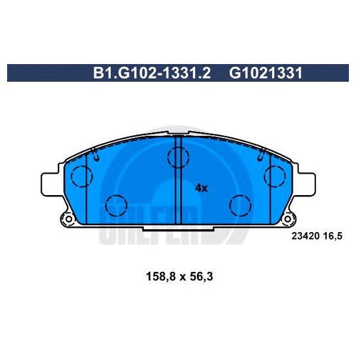 

Комплект передних тормозных колодок Galfer B1G10213312 для Nissan X-Trail