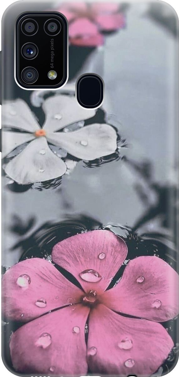 

Силиконовый чехол на Samsung Galaxy M31 с принтом "Фиалки в воде", Розовый;серый, 4665