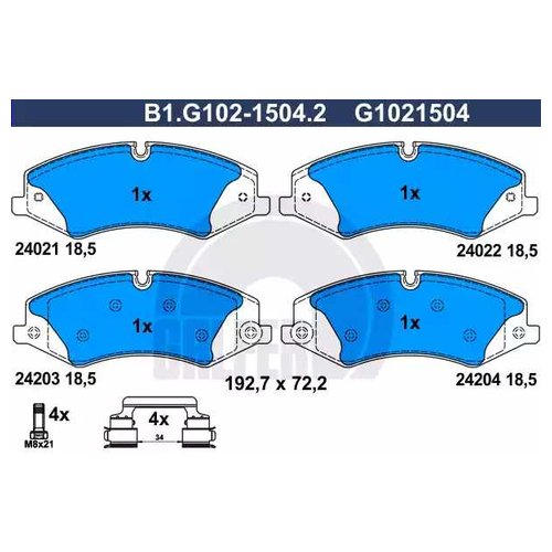 

Комплект передних тормозных колодок Galfer B1G10215042