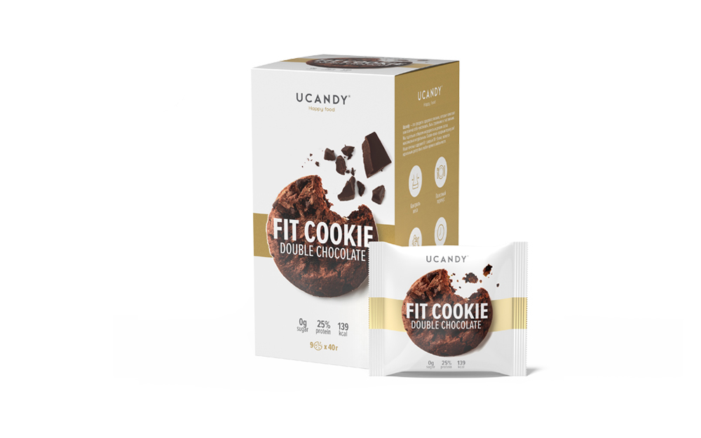 фото Fit cookie ucandy(юкэнди), двойной шоколад, 9 шт. по 40г