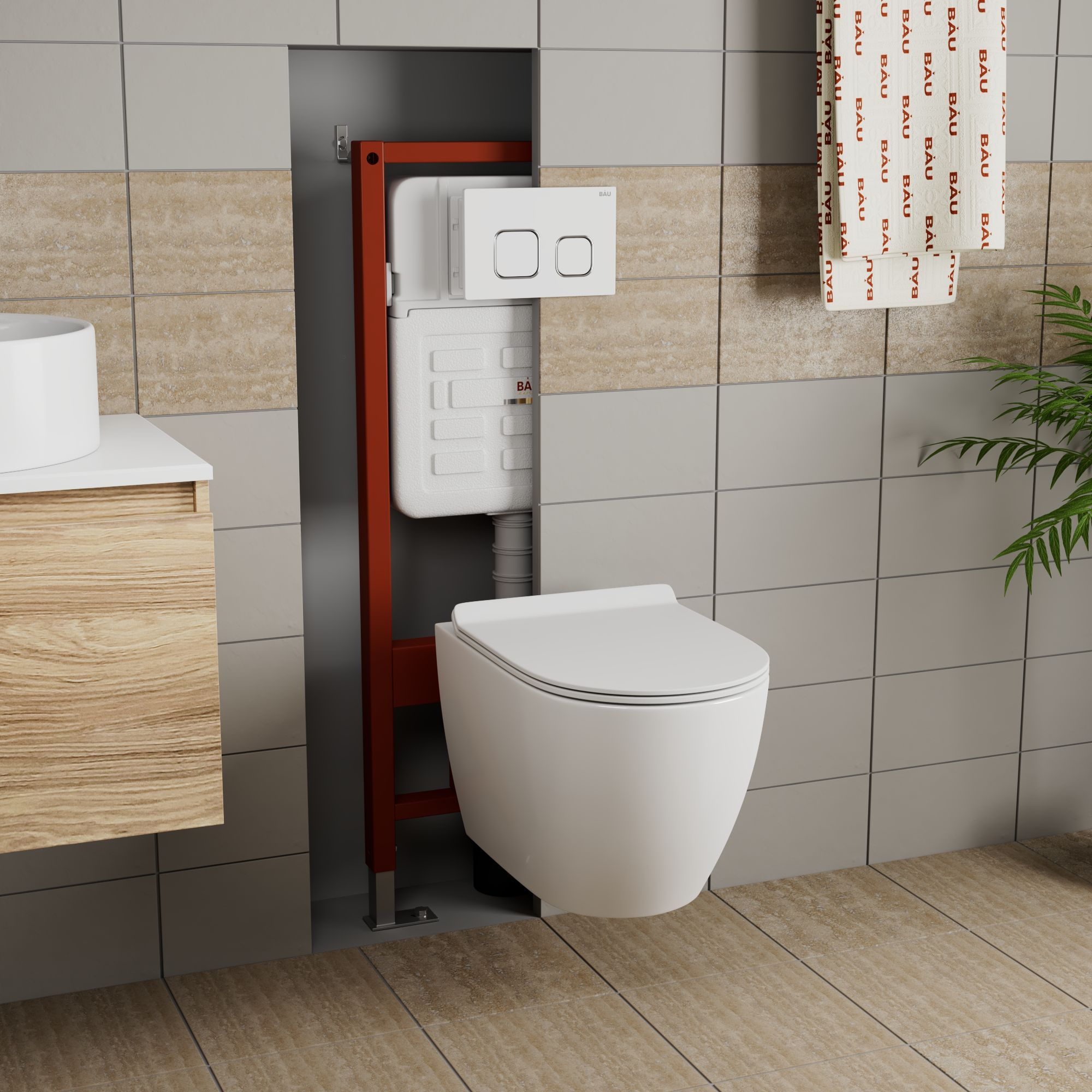 

Комплект BAU 6 в 1: инсталляция BAU IDEAL, унитаз Bau Dream Hurricane,сиденье, клавиша, E458103_BL0001-HQ