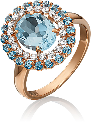 

Кольцо из золота р. 19 PLATINA jewelry 01-4300-00-207-1110-46, топаз\фианит, 01-4300-00-207-1110-46