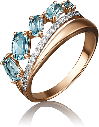 

Кольцо из золота р. 19 PLATINA jewelry 01-4518-00-207-1110-46, топаз\фианит, 01-4518-00-207-1110-46