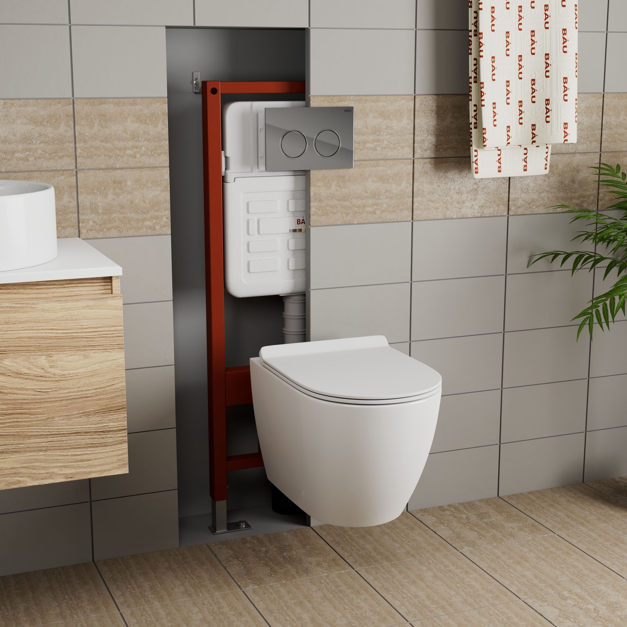 

Комплект BAU 6 в 1: инсталляция BAU IDEAL, унитаз Bau Dream Hurricane,сиденье, клавиша, E458103_BL0001-HQ