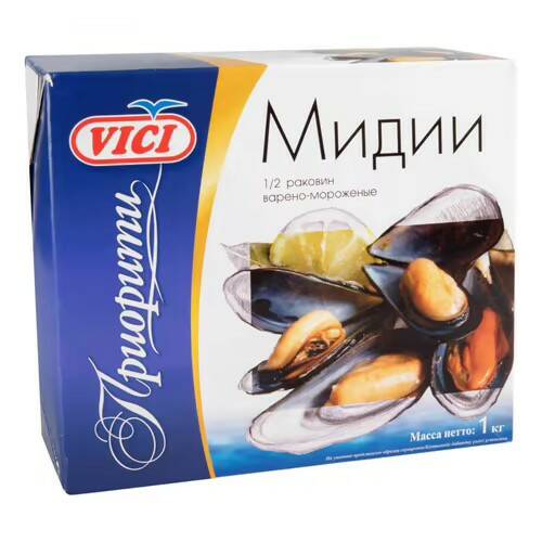 

Мидии Vici Приорити в створках варено-мороженые 1 кг