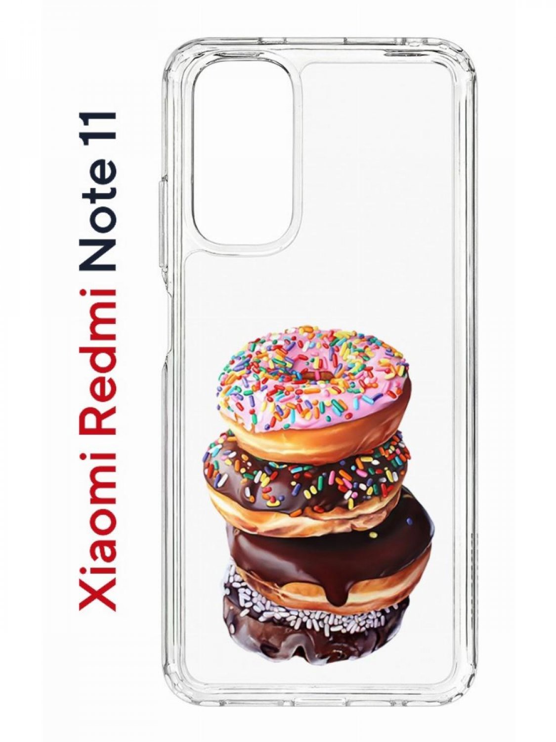 Чехол на Xiaomi Redmi Note 11/11S Kruche Print Donuts,противоударный бампер с принтом