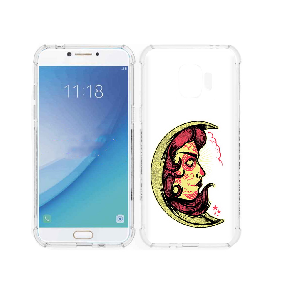 

Чехол MyPads Tocco для Samsung Galaxy J2 Pro (2018) желтый полумесяц с лицом девушки, Прозрачный, Tocco