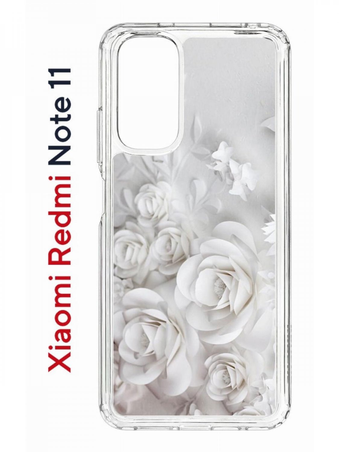 

Чехол на Xiaomi Redmi Note 11/11S Kruche Print White roses,противоударный бампер с принтом, Прозрачный;белый;серый;серебристый, Ксиоми Редми Нот 11, Редми Нот 11С