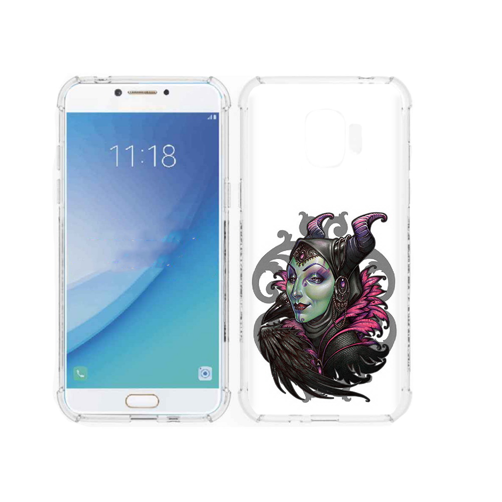 

Чехол MyPads Tocco для Samsung Galaxy J2 Pro (2018) зеленая девушка с вороном, Прозрачный, Tocco