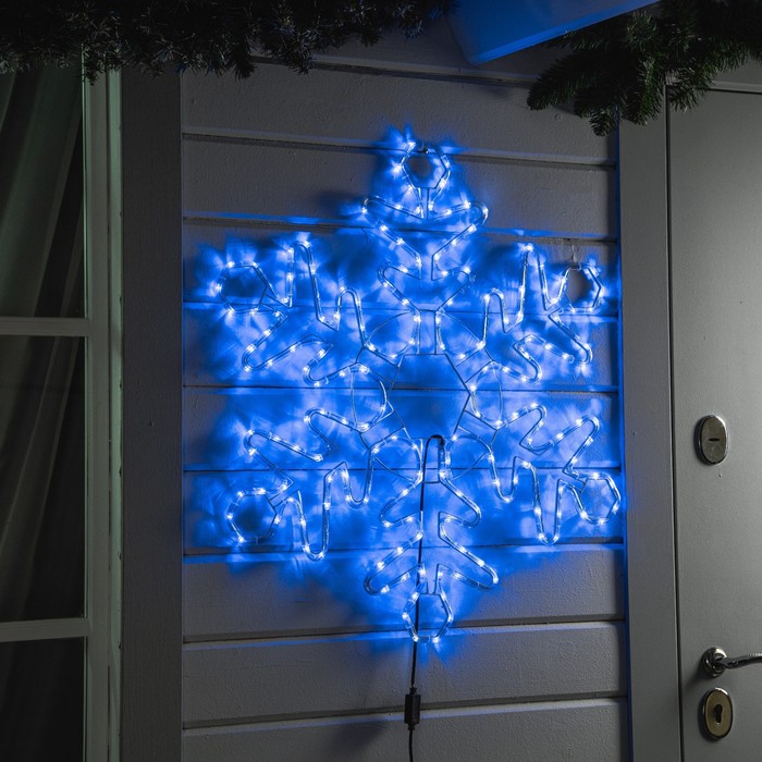 

Светодиодная фигура Снежинка, 80 см, дюралайт, 192 LED, 220 В, мерцание, свечение синий/