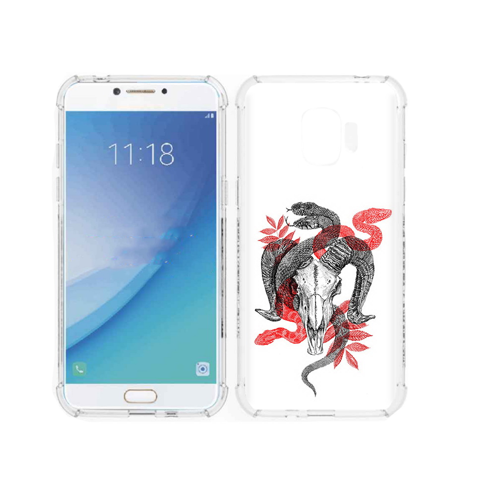 

Чехол MyPads Tocco для Samsung Galaxy J2 Pro (2018) змея в черепе рисунок, Прозрачный, Tocco