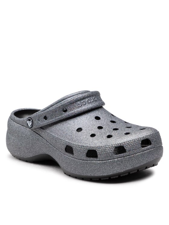

Сабо Classic Platform Glitterclog W 207770 Crocs серебристый 34,5 EU, Classic Platform Glitterclog W 207770