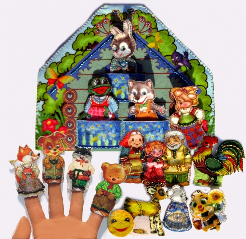 фото Набор для вышивания декоративных игрушек butterfly пальчиковый театр: 6 сказок т002