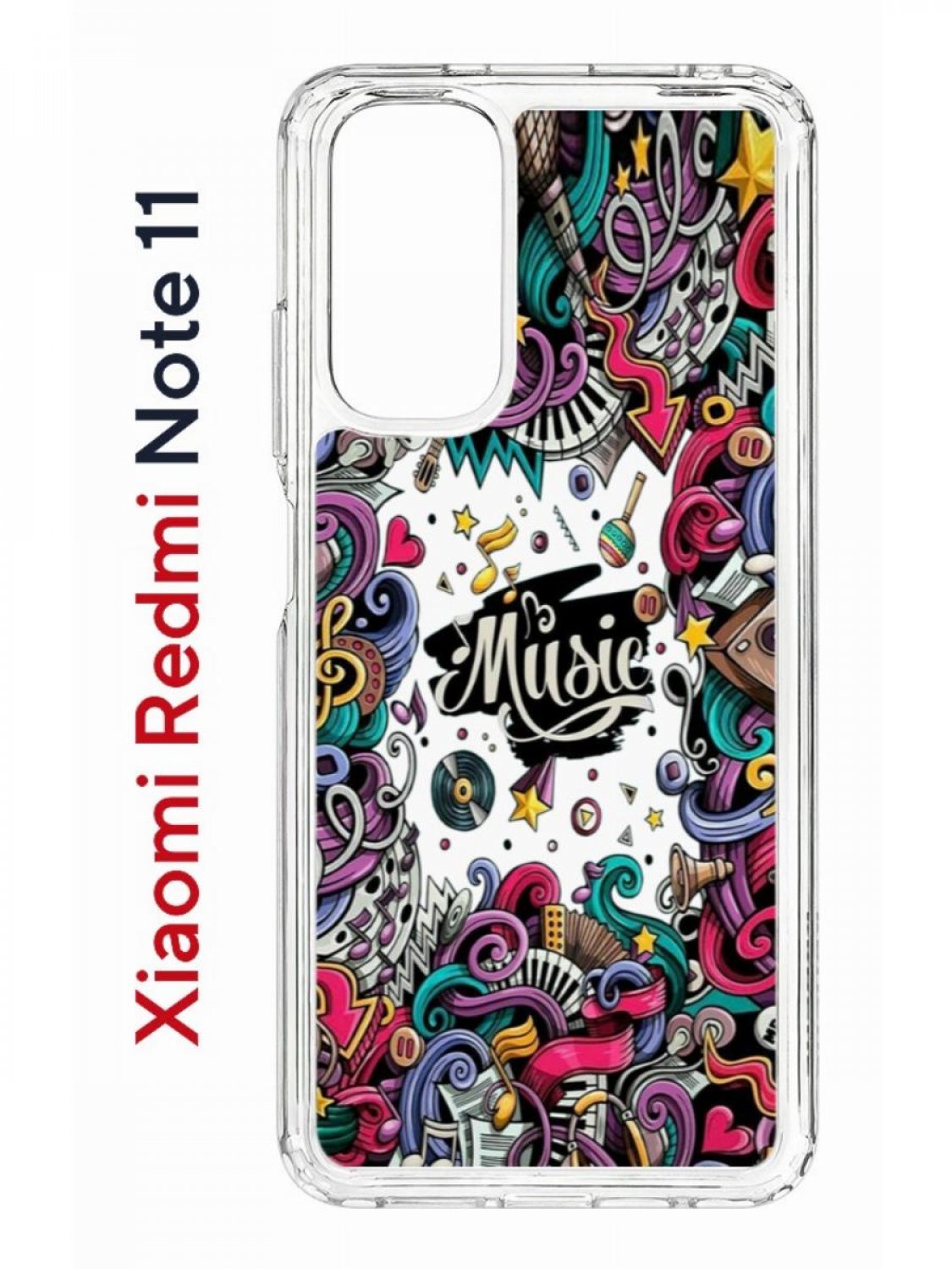 Чехол на Xiaomi Redmi Note 11/11S Kruche Print Music,противоударный бампер с принтом
