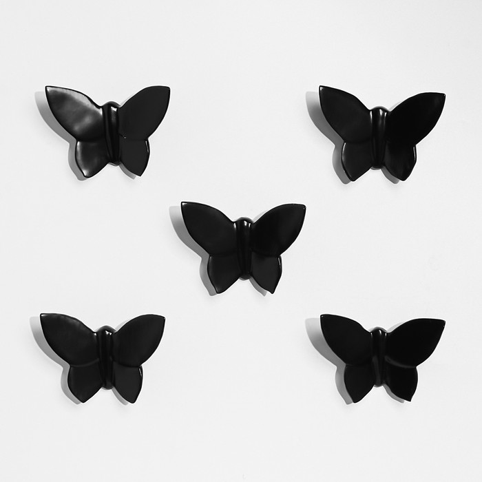 Декор настенный Бабочки 7,5x10,5 см, черный, набор 5 шт