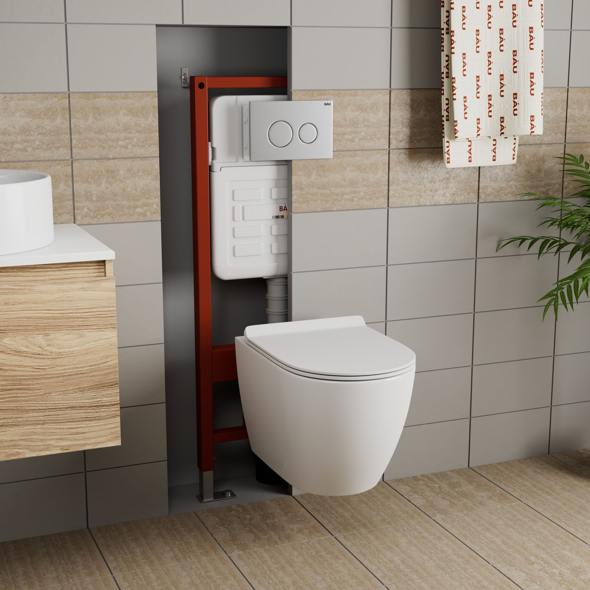 

Комплект BAU 6 в 1: инсталляция BAU IDEAL, унитаз Bau Dream, сиденье, клавиша BAU Wheel, E458103_BL0001-PRO