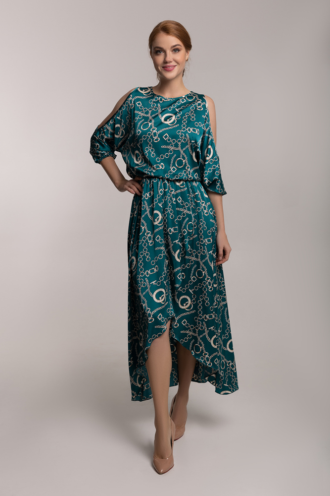 Платье женское Петербургский Швейный Дом 1396-5 зеленое 48 RU