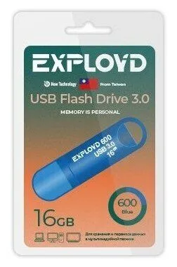 

Флешка EXPLOYD 600 16 ГБ голубой (EX-16GB-600-Blue), 600