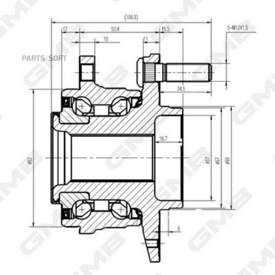 

GMB GH34870 Ступица колеса переднего