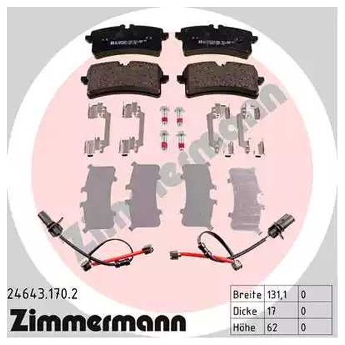 

Комплект задних тормозных колодок Zimmermann 246431702 для Audi A7, A8; Porsche Macan