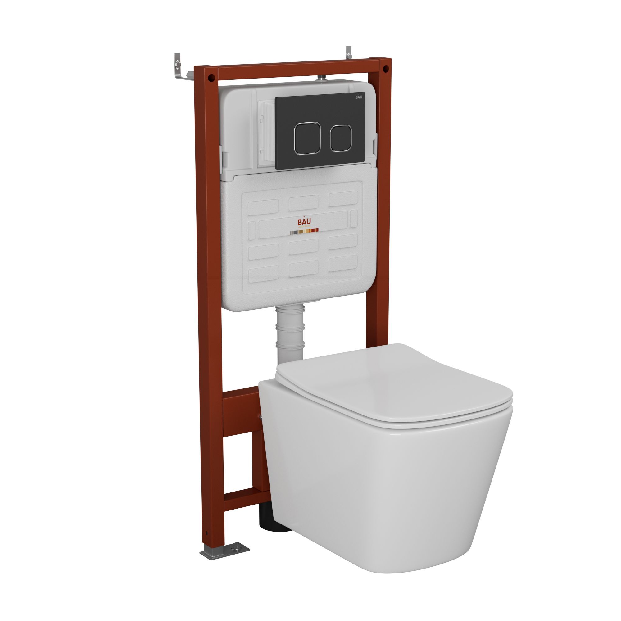 

Комплект BAU 6 в 1: инсталляция BAU IDEAL, унитаз Bau Stil Hurricane,сиденье, клавиша BAU, E458103_BS0001-HQ