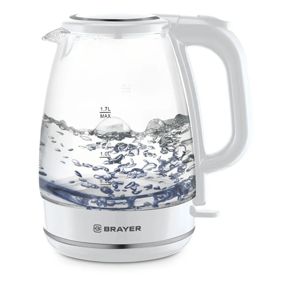 Чайник электрический Brayer 1030BR-WH 1.7 л белый фен brayer