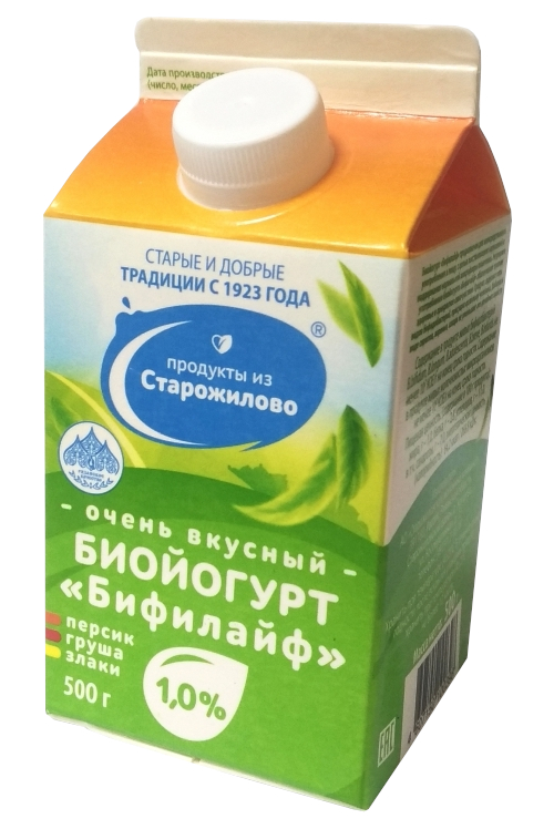

Питьевой биойогурт Старожилово Бифилайф персик-груша 1% БЗМЖ 500 г