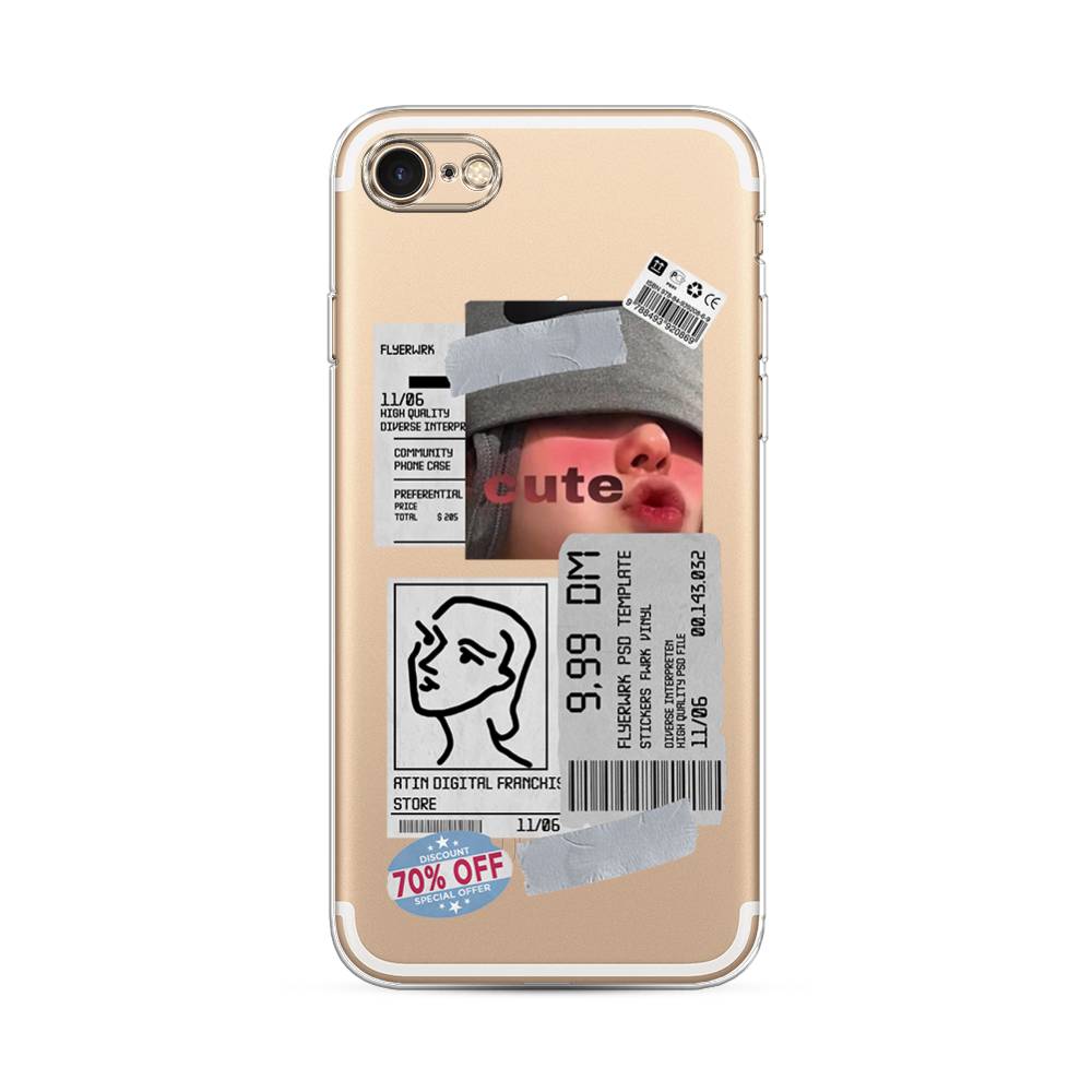 

Чехол на Apple iPhone 7 "Cute girl collage", Розовый;серый;голубой, 10650-6