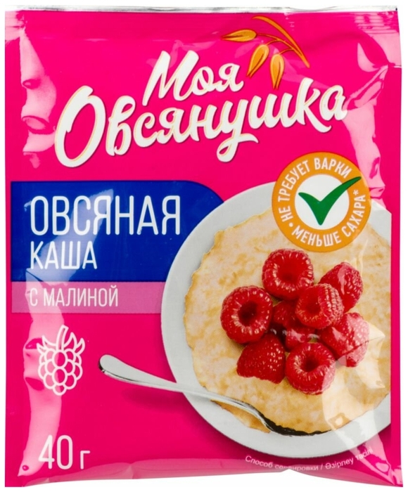 

Каша Моя овсянушка овсяная с малиной 40 г