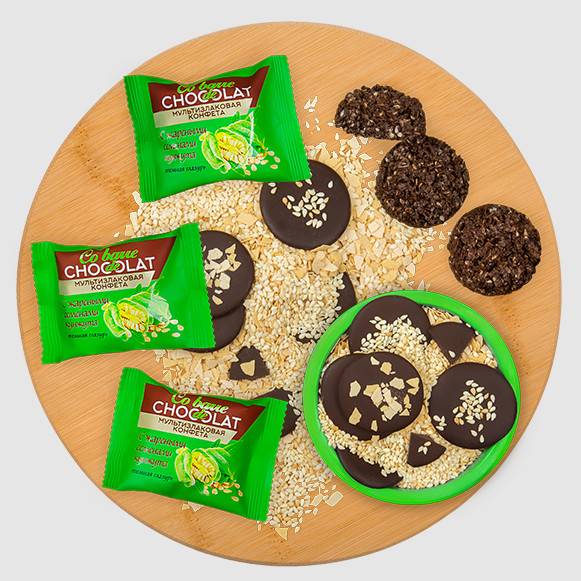 

Конфеты мультизлаковые Cobarde el Chocolate с жареным кунжутом