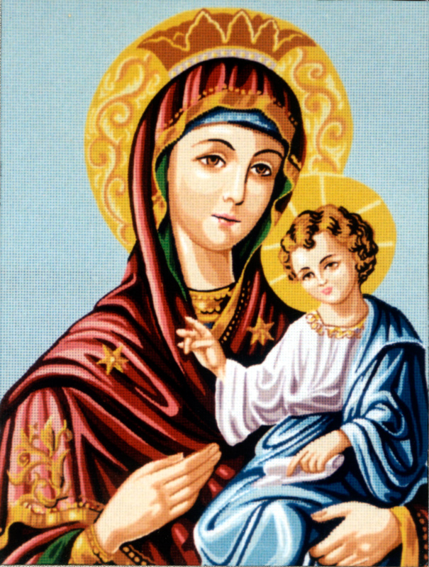Канва жесткая с рисунком 14.773 Дева Мария с младенцем