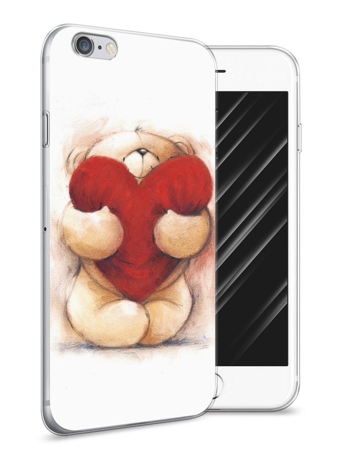 

Чехол Awog на Apple iPhone 6 / Айфон 6 "Мишка с сердцем 1", Разноцветный, 10450-1